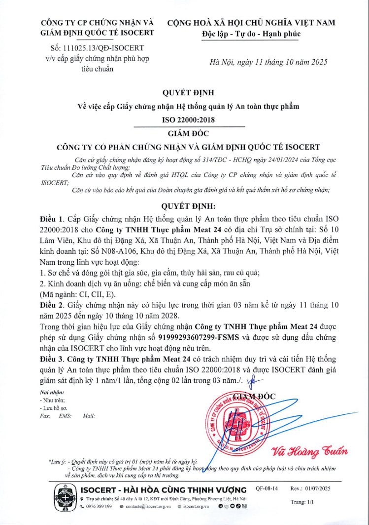CÔNG TY TNHH THỰC PHẨM MEAT 24